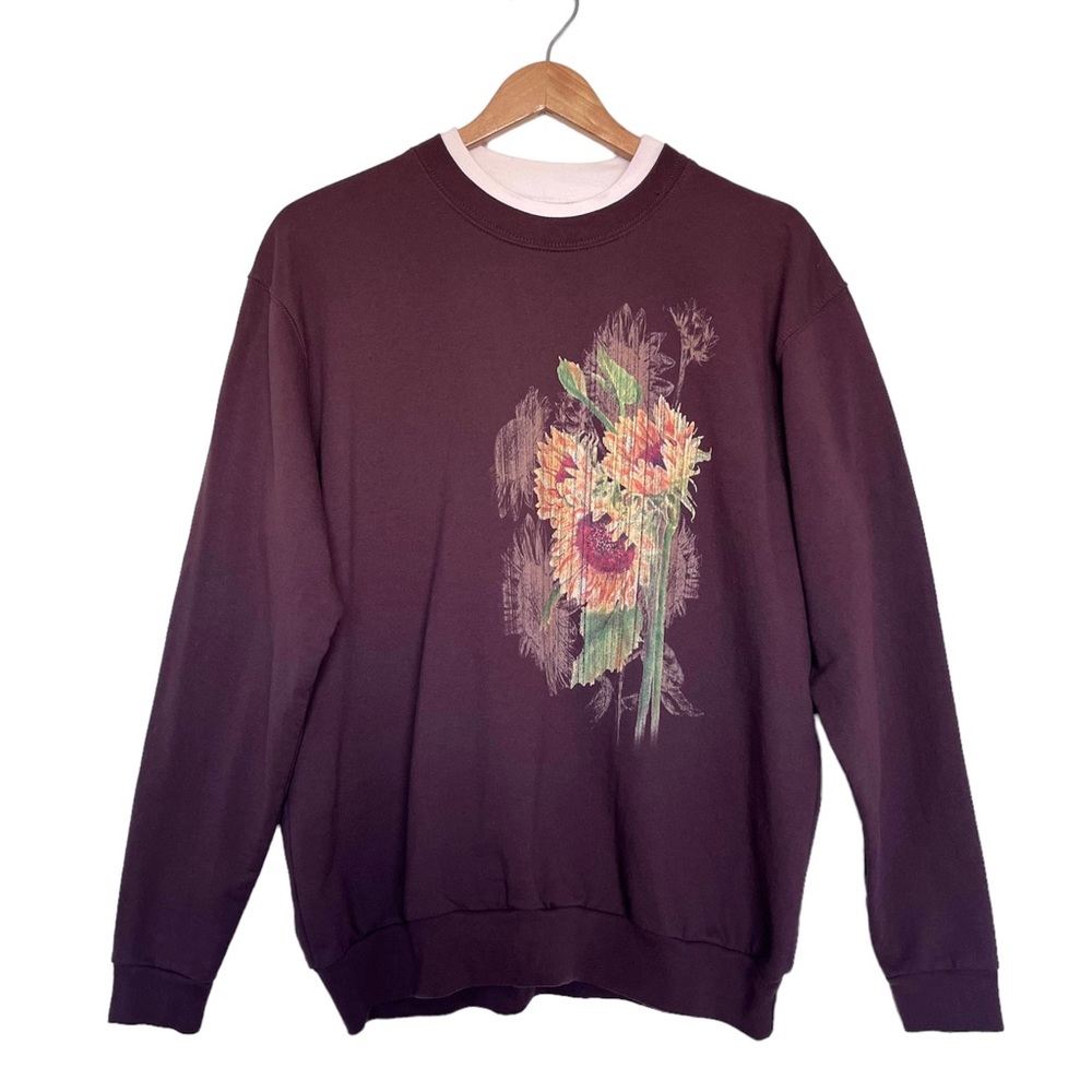 Grandma Fall Sweatshirt Brown Sunflowers Crew Neck Size XL